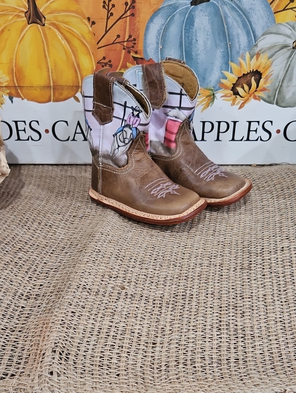 Roper Cowbabies Girls Brown Leather Western Boots Sz 2 Baby 👢
